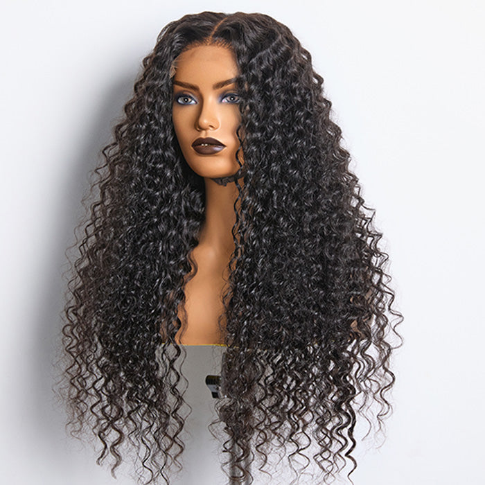 18-26inch #1B Deep Wavy 5x5 HD Front Lace Wig 180% Density