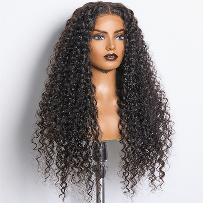 18-26inch #1B Deep Wavy 5x5 HD Front Lace Wig 180% Density