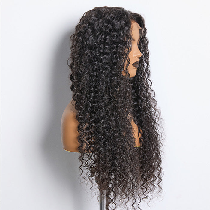 18-26inch #1B Deep Wavy 5x5 HD Front Lace Wig 180% Density
